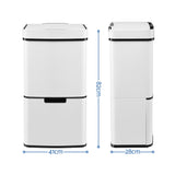 Devanti 72L Sensor Bin Rubbish Bins 4-in-1 Compartment Stainless Steel Trash Can White SB-E-3C-72L-WH