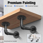 4PCS Pipe Floating Shelf Bracket Industrial Pipe Shelf Bracket Mounting Bracket Storage Racks Decor V324-4PCWBRACKET-BK