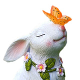 Solar Garden Rabbits with Butterflies Solar Charging Hand Painted Synthetic Resin Solar V1294-YM0717-3111220225612