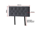 Linen Fabric Single Bed Deluxe Headboard Bedhead - Grey V63-821493