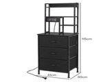Levede Bedside Table with Charging Station 3 Drawer RGB Light Night Stand Black NI1101-BK-AU