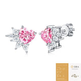 Elegant Heart-Shaped Moissanite Stud Earrings in Sterling Silver Sparkling Pink & Clear Crystals V1341-ZY-9JEBPMYC-MOISSANITE-PREMIUMS925