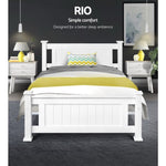 Artiss Bed Frame King Single Size Wooden White RIO WBED-D-004KS-107-AB