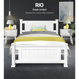 Artiss Bed Frame King Single Size Wooden White RIO WBED-D-004KS-107-AB