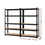 Giantz 2x1.8M Garage Shelving Warehouse Rack Pallet Racking Storage Shelf Black WR-E-9X18-GVN-BKX2