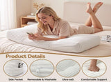 Giselle wedge pillow headboard with non-flattening shredded foam core, perfect for dorm reading or HBP-HRNECK-COR-WH-KS