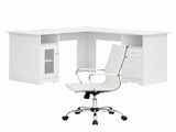 Artiss Office Desk and Chair Set L Shape Computer Desk 150cm with Storage Cabinet & Drawers, FURNI-DESK-L-8147H-WH