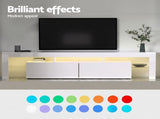 Artiss LED TV Unit & Coffee Table Set Storage Cabinet White FUR-TV-COF-LED-WH