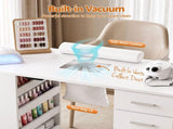 Artiss Manicure Table Nail Desk with Built-in Dust Collector Beauty Salon Station Drawers Shelves FUR-AD-MANICURE-3MOD-WH-AB