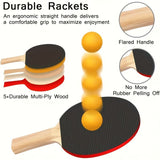 Easy-to-Install Durable Racket 3-Step Assembly, 5-Layer Composite Wood, Ergonomic Non-Slip Grip for V1106-PPQW001