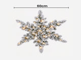 Jingle Jollys 60cm Flocked Snowflake Christmas Wreath Garland Pre-Lit 40 LED Light Decor XM-WRE-SNFL-2FT-LED
