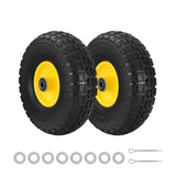 Gardeon 2pcs, 4.10/3.50-4 Tire Wheel Flat Free, 26cm Solid Rubber Tires with 5/8 Axle Bore Hole GCT-WHEEL-1SET-YE