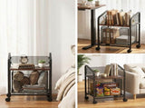 Artiss Mobile File Cabinet Rolling with Locking Wheels Wood Top Compact Storage Organiser Black FC-MESH-1D-BK