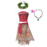 Moana Dresses Girls Children's Clothing Cosplay Vaiana Princess Dress Necklace Wig Kids Carnival V1237-ZY-203-4945