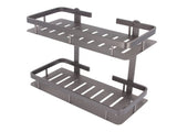Bathroom Storage Shelf Double Layer Aluminium Alloy Surrounding Edges Wall Mounted Shower Shelf V1294-YM0901-3112240046811