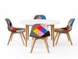 1 Artiss Dining Table and 4 Fabric Eiffel Chairs Set White DSET-TAB01-56FBX4