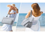 Gray Striped Beach Bag - Spacious Lightweight Tote for Travel, Pool & Vacation
English Description V1192-D41