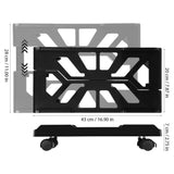 Black Pc Tower Stand with Casters, Adjustable Size ABS Computer Stand V1366-AZ2-W-14122