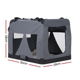 i.Pet Pet Carrier Soft Crate Dog Cat Travel 82x58CM Portable Foldable Car XL PET-CARRIER-XL-GR