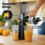 Devanti Slow Juicer Cold Press Fruit Juice Extractor 130W Black SJ-C-01-BK