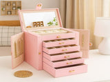 CARLA HOME 6-Layer Large Jewelry Box for Women withDrawers, Mirror, Lock, Necklace Hooks & Side V178-36227