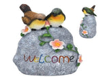 Double Sparrow Welcome Sculpture Cute Simulation Resin Ornament for Outdoor Home Garden Yard V1294-YM0718-3111210479511