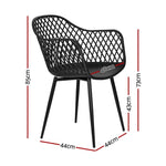 Gardeon 4PC Outdoor Dining Chairs PP Lounge Chair Patio Furniture Garden Black ODF-CHAIR-PP130-BK-4X