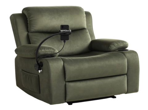 Artiss Recliner Chair Heated Massage Chair with Phone Holder Velvet RECLINER-A18-VEL-GN