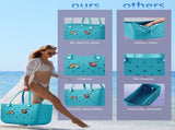 EVA Beach Tote Bag for Swimming, Pool & Travel Waterproof Washable Rubber Handbag with 2 Random V1107-CS-STDDBL