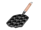 14-Hole Takoyaki Pan, Non-Stick Cast Iron Octopus Meatball Mold, Detachable Handle V1263-JX-2983