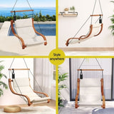 Gardeon Hammock Chair Wooden Hanging Indoor Outdoor Lounge Patio HM-CHAIR-ARM105-CREAM