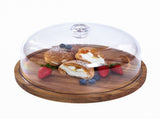 Cake Stand with Lid Wood 12in Round Cake Holder 2-in-1 Dessert Table Display Set and Charcuterie V1294-YM0901-H49309WO