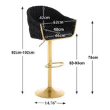 SERENIT GP1863 Modern Velvet Breakfast Bar Stools Swivel Barstools Adjustable Counter Stools with V255-SE-GP1863R-BLACK