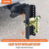 Adjustable Trailer Hitch, 25 cm Drop & 21.59 cm Rise Hitch Ball Mount with 6.35 cm Receiver Solid V952-SQTQJTCB2522KIQK5V0