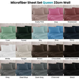 Art Terrace Microfiber Sheet Set Queen 33cm Wall Dark Grey V442-ATX-SHEETS-24MICROFBER-DARKGREY-QS