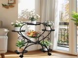 Rolling Metal Plant Stand Indoor Outdoor Garden Display Shelf V178-66993
