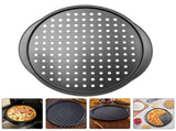 2pcs Non Stick Pizza Pan with Holes Carbon Steel Black for Restaurants V1366-AZ2-W-19330