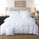 Diamond Pintuck King Size White Duvet Quilt Cover Set V493-ZK-01