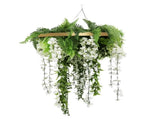 Gold Framed Roof Hanging Disc with Draping Life-Like Wisteria Flowers UV Resistant 60cm V637-DP7778001G