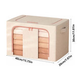 Foldable Storage Box with Clear Window Linen Fabric Clos Organizer Bin with Handles and Zipper Lid V1370-AZ4-09421