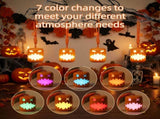 3PCS Dual-Sided Halloween Pumpkin Fun Lantern - Rechargeable Pull Cord LED Night Light with 7-Color V888-ELOSUNG55152-3