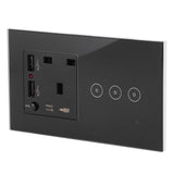 3 Gang WiFi Wall Switch Socket Panel with USB Ports APP Remote Control AC V1294-YM0901-3114210035911