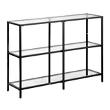 VEVOR 3-Tier Glass Console Table, Modern Rectangle Sofa Side Table with Tempered Glass Top and Iron V952-JSXGZ40YCHSB5940M001V0