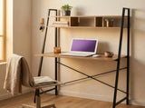 CARLA HOME Ladder Desk with Shelves - Steel Frame - Oak - 84cm - Brown - Study Desk V178-36434
