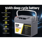 Giantz AGM Deep Cycle Battery 12V 50Ah x2 Box Portable Solar Caravan Camping BATTERY-C-AGM-50X2