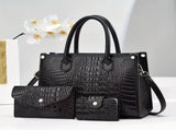 Luxury Handbag Set Crocodile Pattern Handbag Three Piece Handbag Set Large - Khaki - Size 28-10-21 V1347-127-84453-KHK-28-10-21