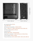 PC Gaming Case, Mid-Tower, Computer Case with High-Airflow Tempered Glass Panel, Dust Filter, 4 x V952-DNJXZT120MMBU4Q2Z001V9