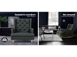 Artiss Rocking Chair Armchair Linen Fabric Charcoal Gaia UPHO-C-AVAN-KD-CH-AB