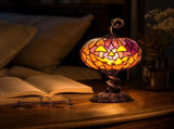 Pumpkin Table Lamp for Halloween Decor, Faux Stained Glass Pumpkin Light for Bedroom Nightstand V1192-AZ-W-26474