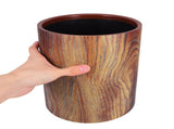 Vintage Style Plastic Trash Can with Wood Pattern, Waste Bin for Home, Bedroom, Office Use V1370-AZ4-08867